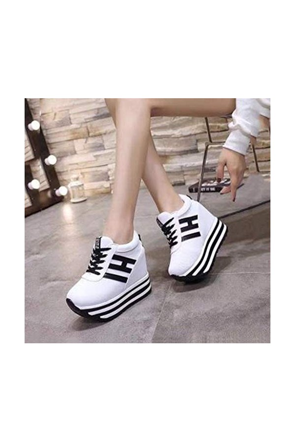 Chaussures Femme 43 Baskets Casual Haut Dentelle pour Femmes Sport Toile avec Bas Épais Chaussure Mode Baskets pour Femmes S 