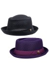 Chapeau plat en maille pour femme - Pour lété des années 1920 - Fedora Dad Bowler, 2 pcs Black, L