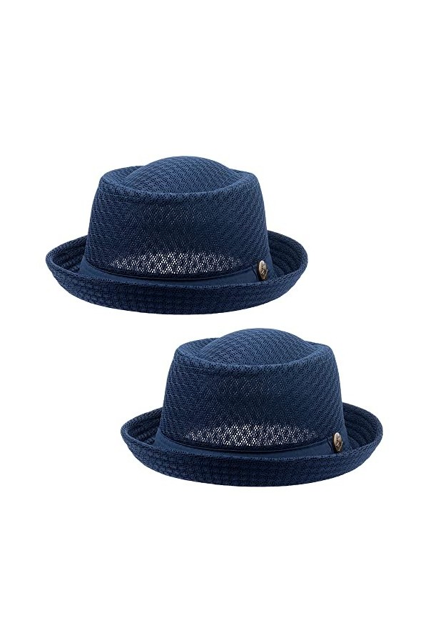 Chapeau plat en maille pour femme - Pour lété des années 1920 - Fedora Dad Bowler, 2 pcs Black, L