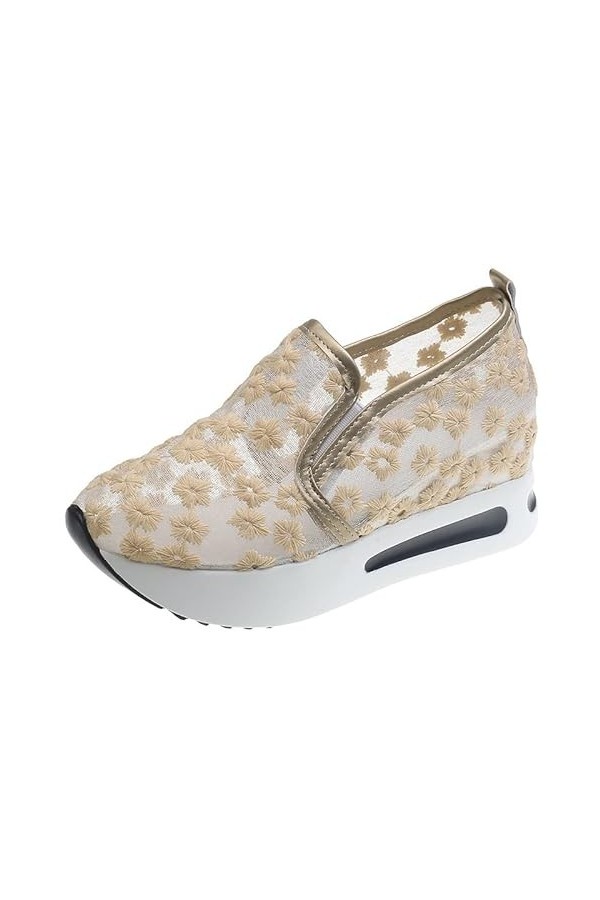 Baskets en maille transparente respirante avec broderie florale, chaussures décontractées en maille de dentelle de printemps 