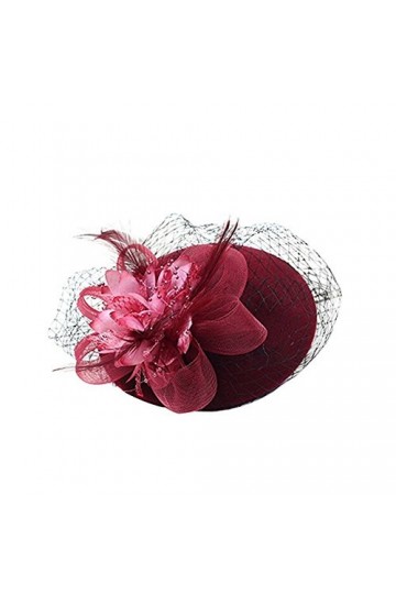 Chapeau Butterme Pillbox - En voile et laine - Fascinateur avec nœud à clip - Style rétro - Cocktail et mariage - Pour femme 