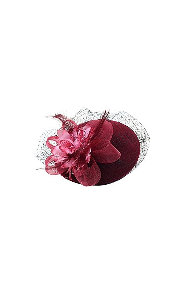 Chapeau Butterme Pillbox - En voile et laine - Fascinateur avec nœud à clip - Style rétro - Cocktail et mariage - Pour femme 