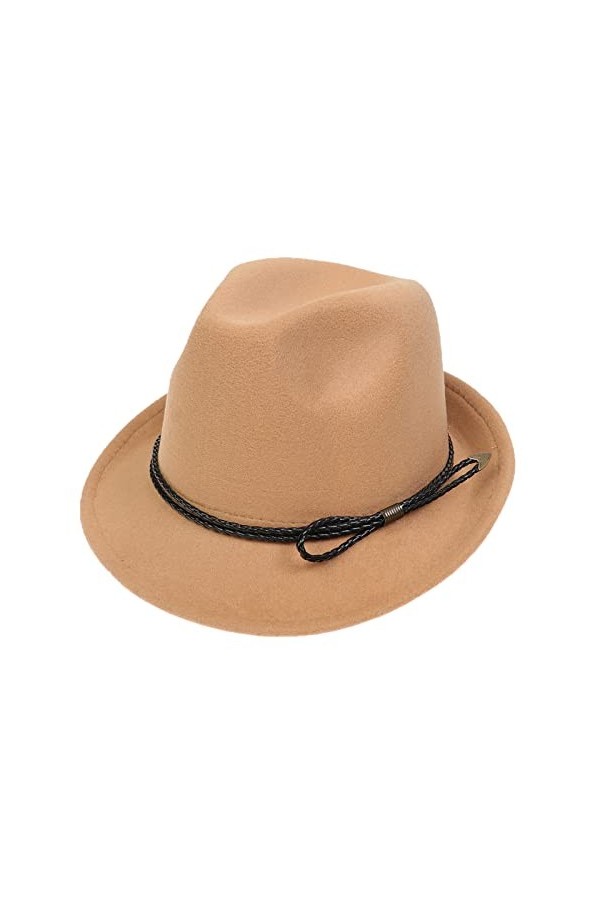 NiceYnn Chapeau Fedora en Laine Panama Bordure Courte Décor avec pour Mariage Soirée Marron