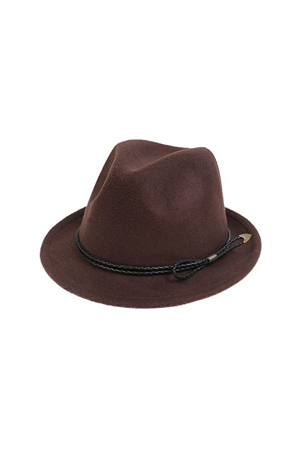 NiceYnn Chapeau Fedora en Laine Panama Bordure Courte Décor avec pour Mariage Soirée Marron