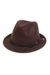 NiceYnn Chapeau Fedora en Laine Panama Bordure Courte Décor avec pour Mariage Soirée Marron