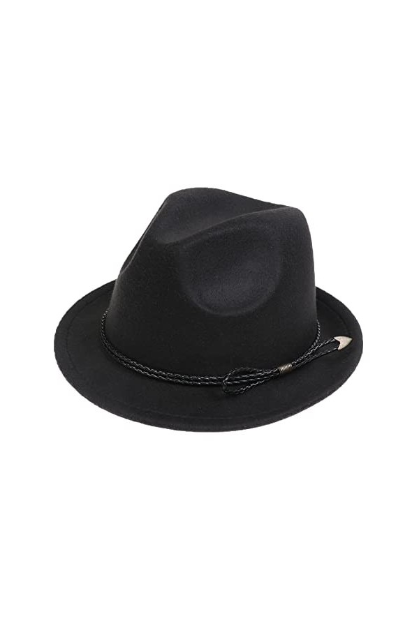 NiceYnn Chapeau Fedora en Laine Panama Bordure Courte Décor avec pour Mariage Soirée Marron