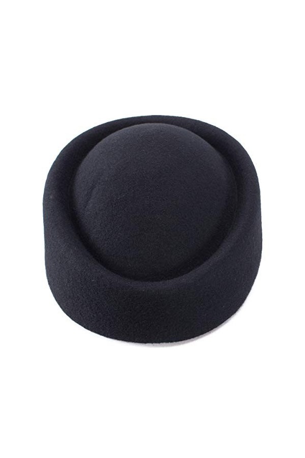 Lawliet - Chapeau en feutre de laine pour femme - Style mariage/casemate/hôtesse de l’air - Noir - Taille Unique