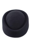 Lawliet - Chapeau en feutre de laine pour femme - Style mariage/casemate/hôtesse de l’air - Noir - Taille Unique