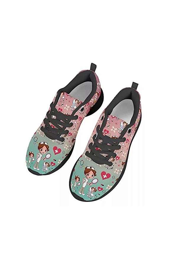 chaqlin Baskets Mignonnes dinfirmière pour Femmes, Chaussures de Marche de Course de Sport en Plein air Respirantes, Taille 
