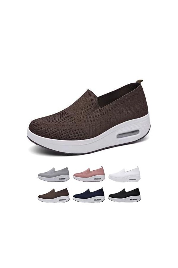 Baskets Orthopédiques pour Femmes, Chaussures à Coussin dair à Semelle épaisse, Baskets à La Mode pour Femmes Blanc, Adulte