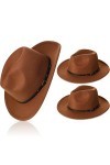 3 Chapeaux Fedora en Laine Chapeau Panama à Bord Large avec Boucle Ceinture