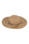 Relaxdays Chapeau de Paille, élégant pour Femmes, été, Plage & Festival, chaîne et Pierres décoratives, Marron
