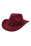 Faringoto Chapeau de cowboy chapeau de cowgirl chapeau feutre Fedoras chapeaux pour femmes, bordeaux, Taille unique
