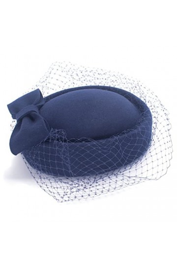 Lawliet Chapeau bibi style années 1920 en feutre de laine pour femme - Style vintage - A606, bleu marine, taille unique