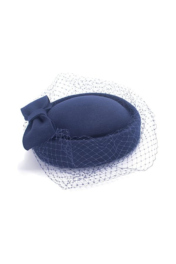 Lawliet Chapeau bibi style années 1920 en feutre de laine pour femme - Style vintage - A606, bleu marine, taille unique