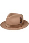 Stetson Fedora Woolfelt/Cashmere – Chapeau Falda Large – Élégant avec plume, laine et cachemire, une merveilles – Beige – Aut