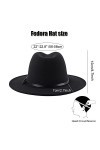 VASANA Chapeau Fedora classique unisexe réglable à large bord plat avec boucle de ceinture pour homme et femme noir , Noir ,