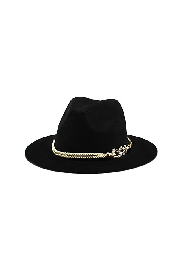 Gossifan Chapeau Fedora Panama à large bord en feutre avec anneau de ceinture pour femme - violet - Taille M
