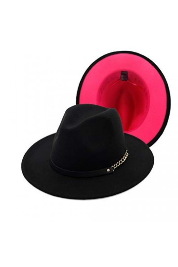 Gossifan Chapeau fedora bicolore à large bord avec ceinture classique patchwork pour homme et femme, B-noir/jaune, 7 1/8/7 1/