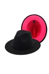 Gossifan Chapeau fedora bicolore à large bord avec ceinture classique patchwork pour homme et femme, B-noir/jaune, 7 1/8/7 1/