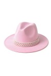 HUDANHUWEI Chapeau fedora à large bord avec perles pour femme, violet, Taille M
