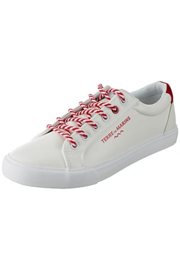 TERRE DE MARINS Femme Minor Basket, Blanc-Rouge, 41 EU