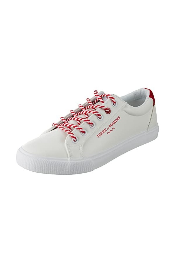 TERRE DE MARINS Femme Minor Basket, Blanc-Rouge, 41 EU