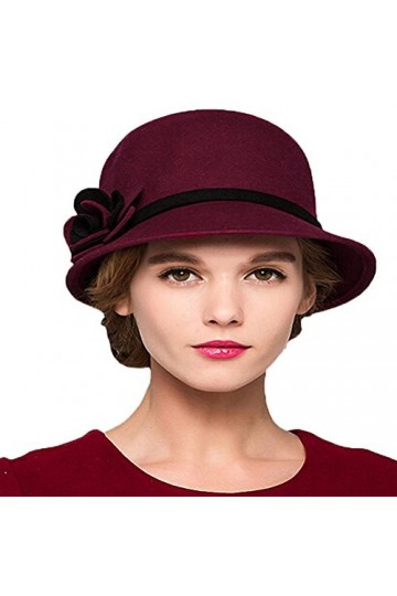 Maitose™ Bow De la Femme Laine en Feutre Chapeau Vin Rouge