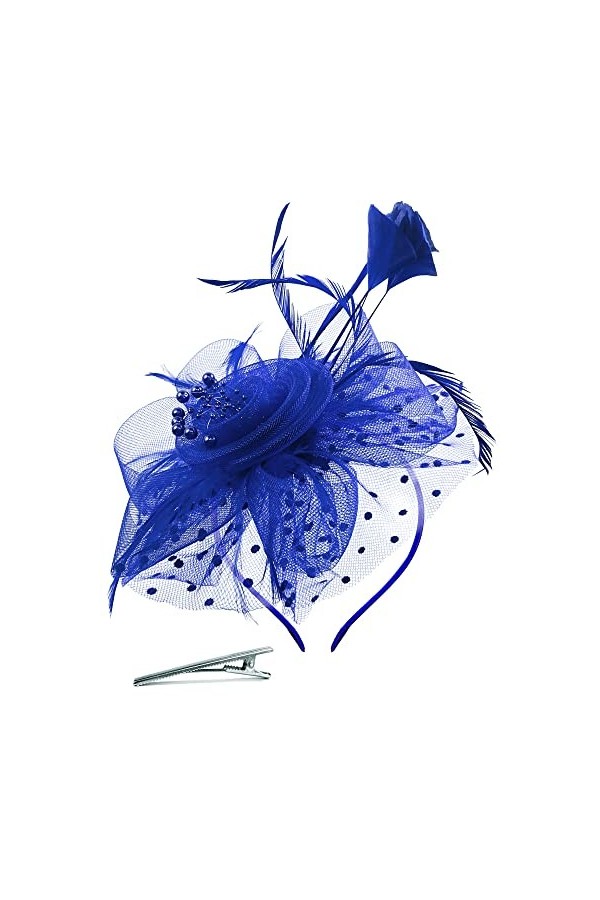 Bniksok Chapeau bibi pour femme avec bandeau fleuri, A-bleu roi., Taille M
