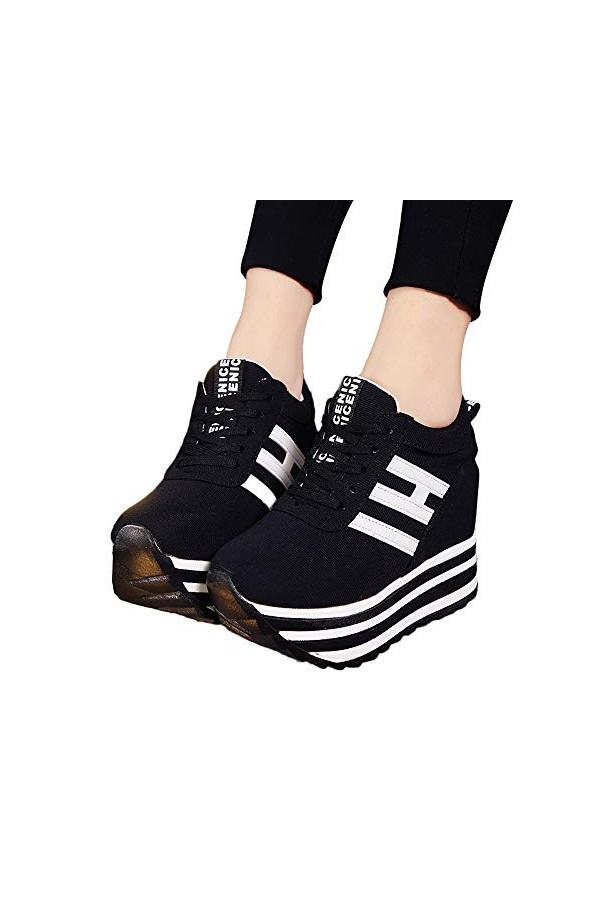 YANFJHV Baskets à talons compensés pour femme : chaussures décontractées chaussures simples chaussures de sport chaussures de