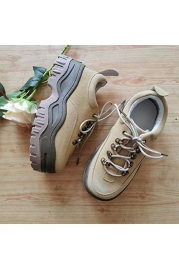 DQS 2020 Printemps Automne Nouvelles Chaussures pour Femmes Haut de Gamme à Semelles épaisses gâteau éponge Noir Chaussures L