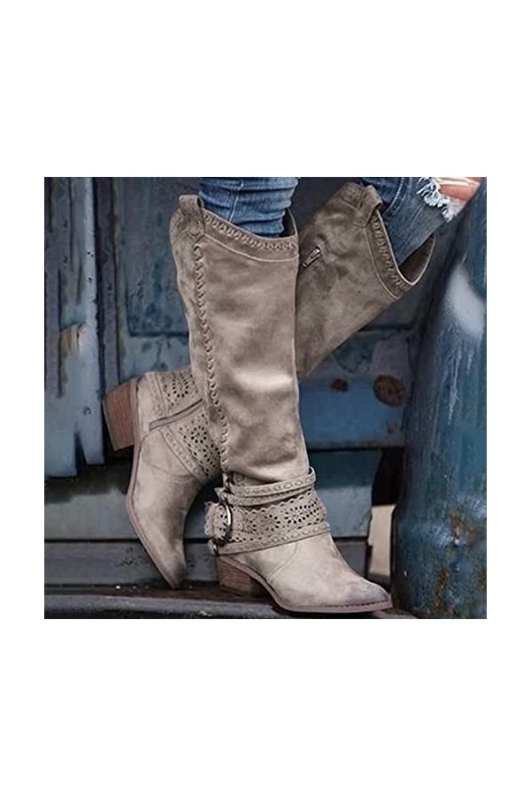 Bottes Compensées Marron pour Hauteur Genou Baskets Mode Femmes Baskets Confort Femmes Chaussures décontractées Femmes Gris C