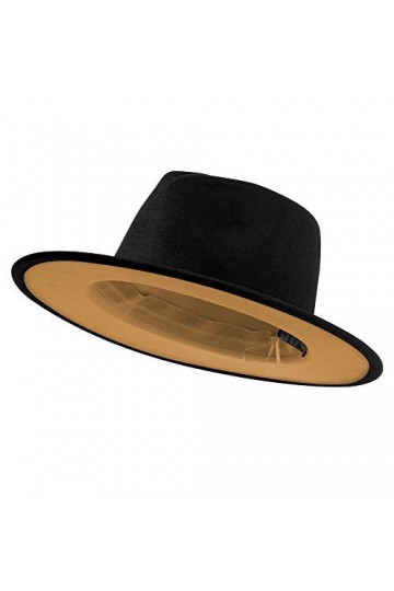 jingsha Chapeaux Fedora à large bord en feutre pour homme et femme avec boucle de ceinture, Tout en blanc, Taille L