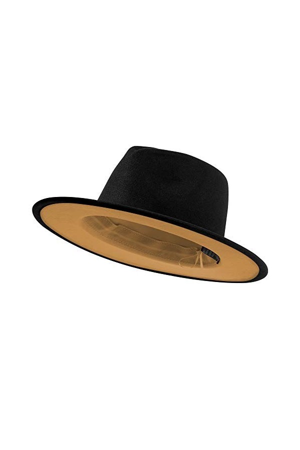 jingsha Chapeaux Fedora à large bord en feutre pour homme et femme avec boucle de ceinture, Tout en blanc, Taille L