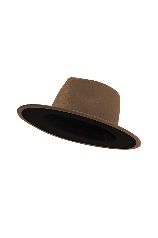 jingsha Chapeaux Fedora à large bord en feutre pour homme et femme avec boucle de ceinture, Tout en blanc, Taille L