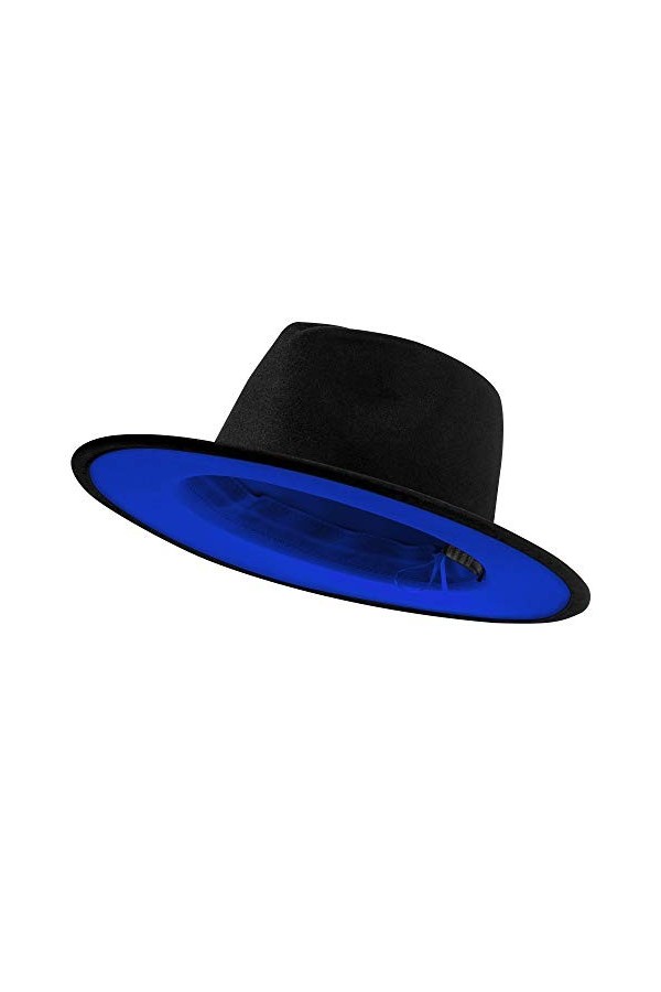 jingsha Chapeaux Fedora à large bord en feutre pour homme et femme avec boucle de ceinture, Tout en blanc, Taille L