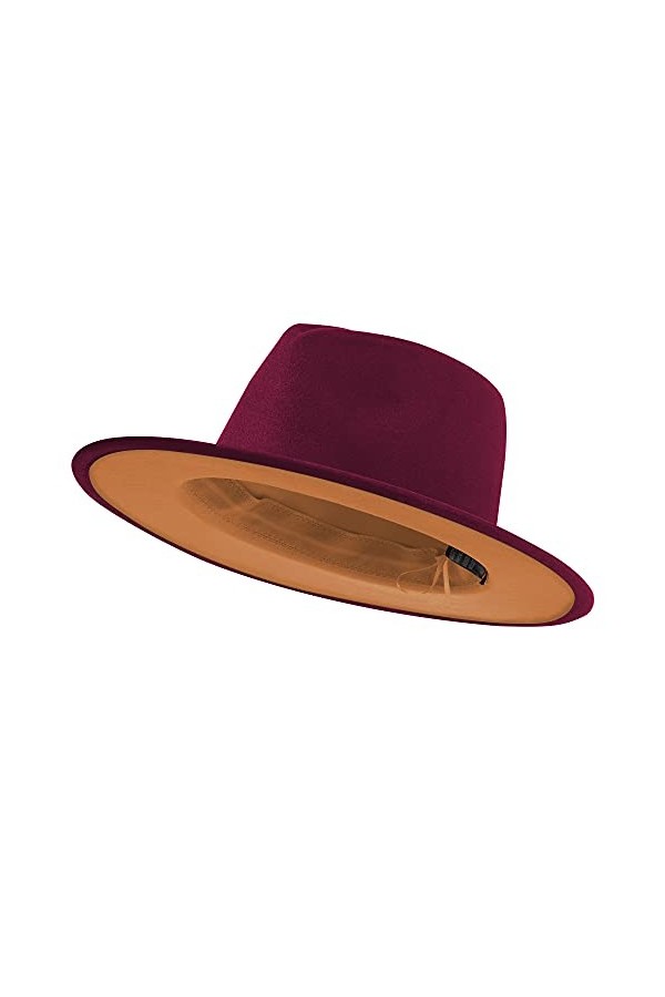 jingsha Chapeaux Fedora à large bord en feutre pour homme et femme avec boucle de ceinture, Tout en blanc, Taille L