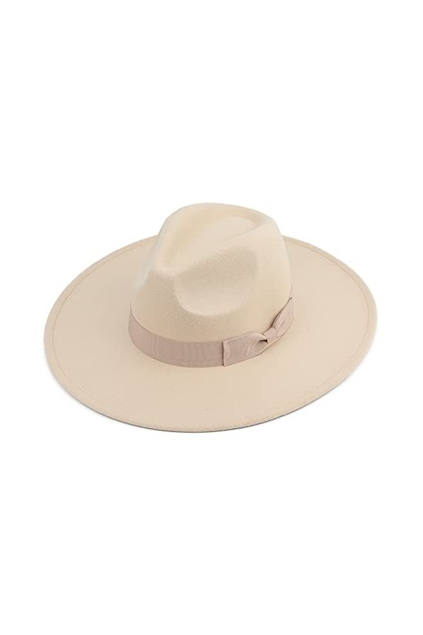 Pro Celia Chapeau Fedora à large bord pour femme, Riz., taille unique