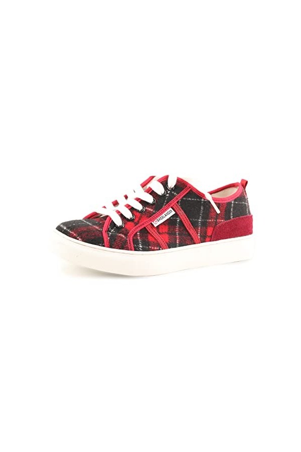 CH SHOELANDER Baskets basses en toile à lacets pour femme Rouge