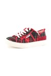 CH SHOELANDER Baskets basses en toile à lacets pour femme Rouge