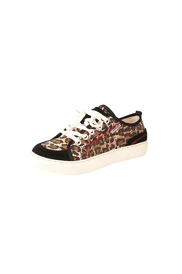 CH SHOELANDER Baskets basses en toile à lacets pour femme Rouge