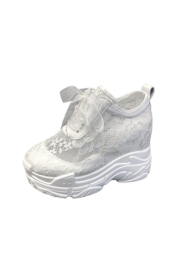 Baskets Mode Femme Sneakers Respirant Mesh Confortable A Lacets Plates Canvas Chaussures DéContractéEs Tique Casual Mesh Conf