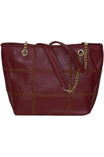 LucieElle Sac Cabas Femme | Cabas Femme | Sac Femme Porté Epaule | Cabas Femme Chaine | Sac à Main Femme ‘Diane’ ROUGE 