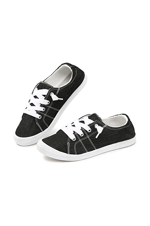 festooning Baskets basses en toile pour femme, gris, 38 EU