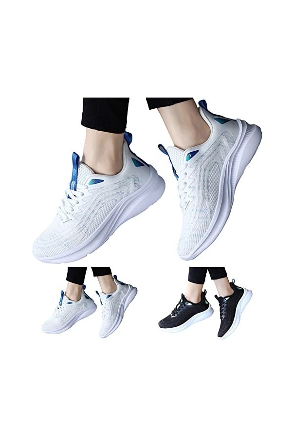 Basket Femme Chaussure de Course Marche Femmes Baskets Mode Couleur Correspondant Fond Souple Plat Confortable antidérapant C