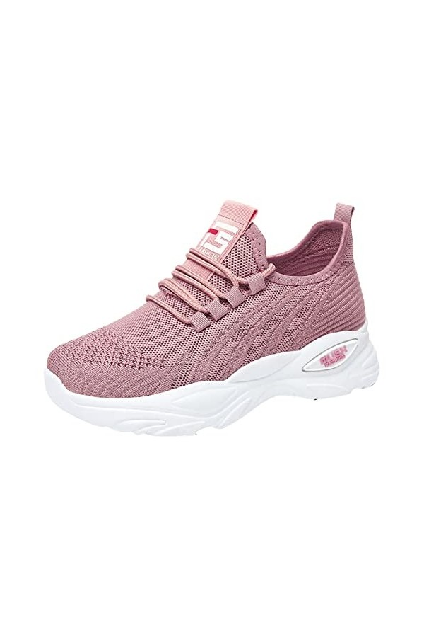 Baskets à enfiler pour femme - Mode automne - Chaussures de sport plates - Maille tissée - Respirantes et confortables - Coul