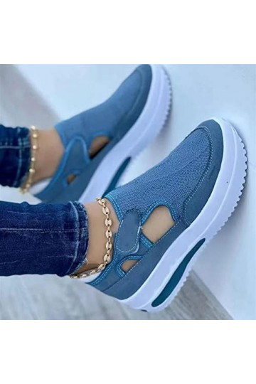 SCHSP 2022 Printemps Baskets Femmes Chaussures de Sport Respirantes décontractées, été Nouvelle Mouche Plate tissée Respirant