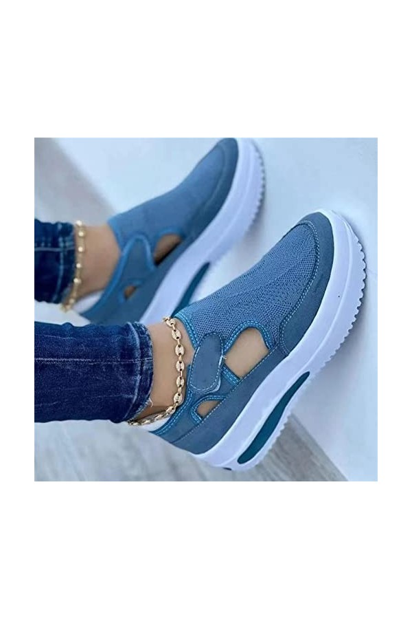 SCHSP 2022 Printemps Baskets Femmes Chaussures de Sport Respirantes décontractées, été Nouvelle Mouche Plate tissée Respirant