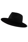 jingsha Chapeau Fedora à large bord en feutre pour homme et femme avec boucle de ceinture Noir
