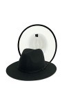 Gossifan Fedora Chapeaux pour femme à large bord en feutre bicolore avec boucle de ceinture - noir - 7 1/8/7 1/4